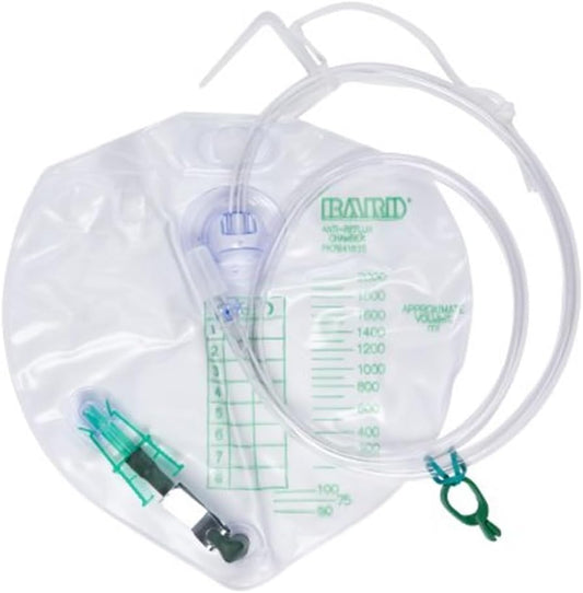 Tukima Bard Medical 2000cc Bedside Urinary Drainage Bag front view for sterile urine collection.