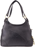Glield elegant embossed leather pet purse carrier black front view