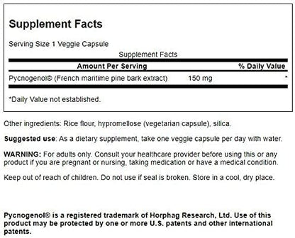 Swanson Ultra Pycnogenol 150 mg vegetarian capsules premium French maritime pine bark extract supplement