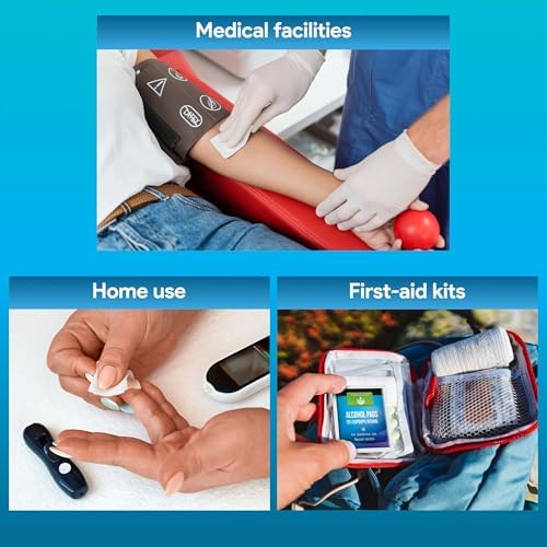 Sterile 2-ply alcohol wipes for first aid kits and professional healthcare use