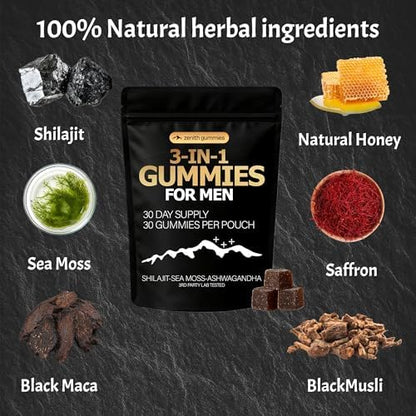 Back label of Zenith 3 in 1 formula detailing nutrition facts and trace minerals
