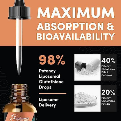 Liquid glutathione drops bottle with dropper for easy dosage