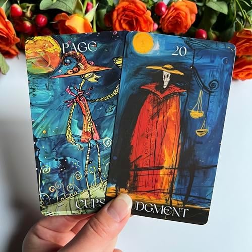 Full collection of seventy eight Qymagicz tarot cards arranged neatly to display the consistent artistic theme.