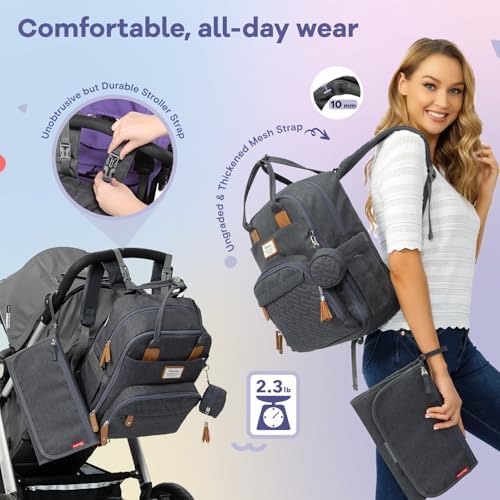 RUVALINO multifunctional baby travel bag showing wide opening main compartment