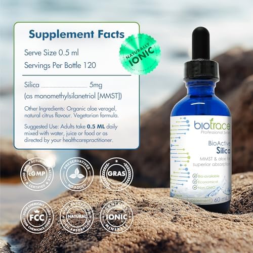 Biotrace BioActive Silica Liquid Mineral Concentrate bottle label