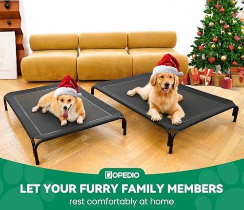 Elevated Dog Bed Raised Outdoor Dog Cot for Large Dogs, Installation Requires No Tools, Frame with Washable Cooling Breathable Mesh Anti-Slip Feet, Indoor Pet Bed, Black, 43.3 Inches - Image 7