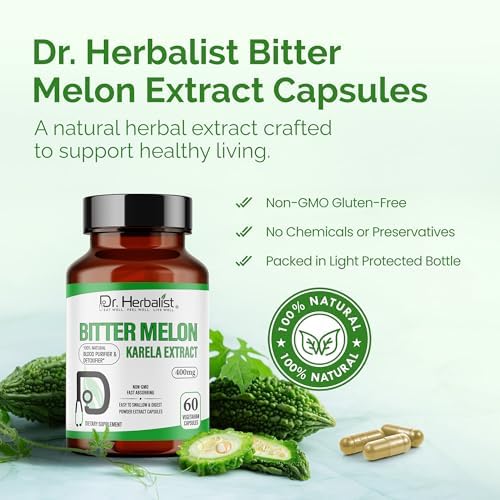 Dr Herbalist Momordica charantia 400mg capsules for liver and digestive health support
