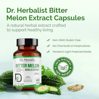 Dr Herbalist Momordica charantia 400mg capsules for liver and digestive health support