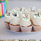 Assorted patterns of mallard duck party cupcake decorations