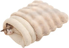 SOMAHE Cat Sleeping Bag for Indoor Cats, Faux Fur Pet Cave Bed & Burrow Nest, Reversible Plush Snuggle Sack, Portable Foldable Mat, Machine Washable, Anti-Static, 21.7"x17.7" Coffee - Image 12
