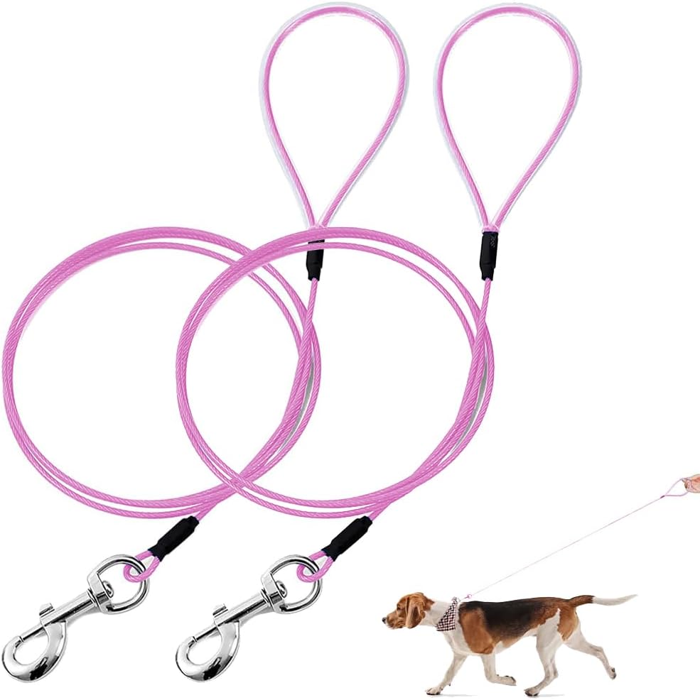 Chew Proof Dog Leash,6FT Metal Cable Lead,Heavy Duty Leash Made of Coated Wire Rope,Chew Resistant,Great for Large Dogs and Teething Puppies (Black+Blue, 6ft) - Image 14