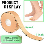 Waterproof heel protector tape being applied to the back of a foot.