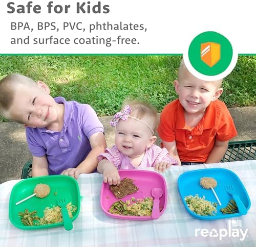 Re-Play durable kids plates in princess pink and purple
