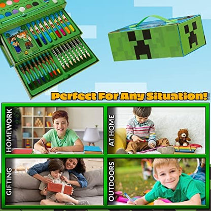 Detailed shot of the mini Minecraft coloring book and paintbrush included in the set