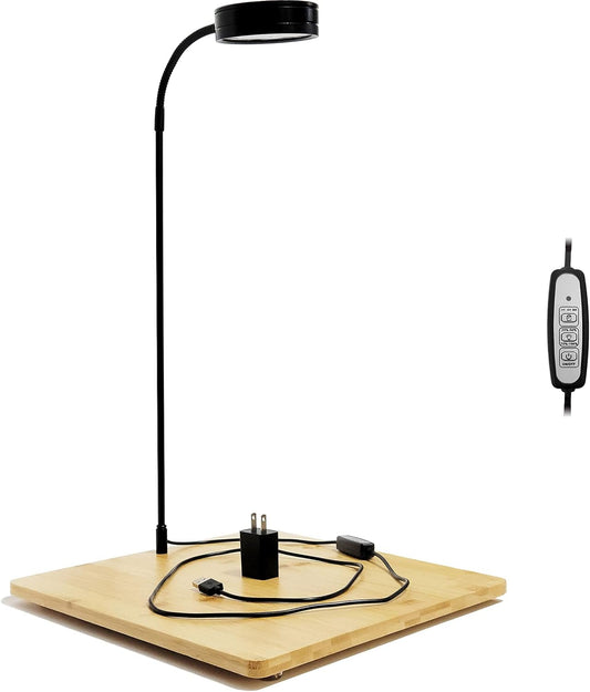 Arepk Full Spectrum LED Aquarium Light with bamboo base front view