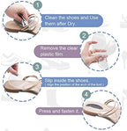 Orthotic gel shoe inserts for men and women showing adhesive backing.
