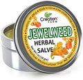 Creation Pharm Jewelweed Salve four ounce tin front view authentic USA imported herbal ointment for skin rash relief