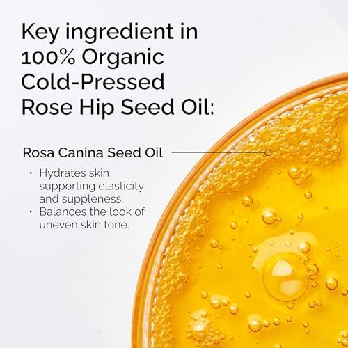 Cold-pressed rosehip oil with omega fatty acids for uneven skin tone