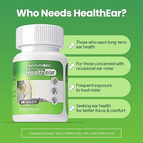Invivotec Healthear ear wellness supplement nutritional facts and ingredient label