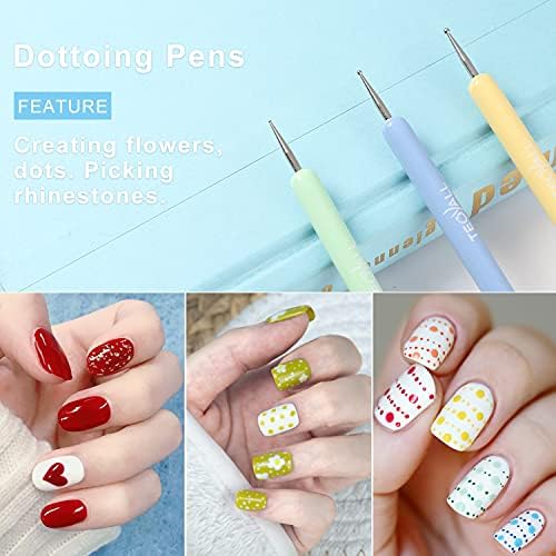 TEOYALL dual ended nail dotting tools 1mm 1.5mm 2mm tips