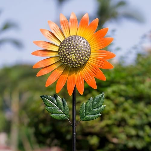 Venniy garden windmill showing yellow and orange petals