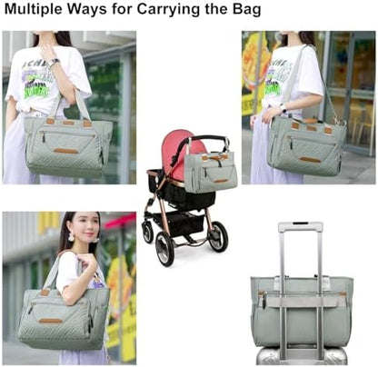 Fhelad diaper tote side profile highlighting insulated bottle pockets