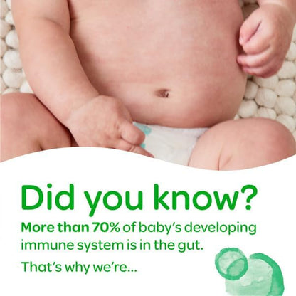 Top view of the Happy Baby 22.9 Ounce infant formula powder container highlighting the age range indicator.