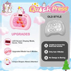 Close up of the durable silicone bubbles and back reset button on the electronic pop game