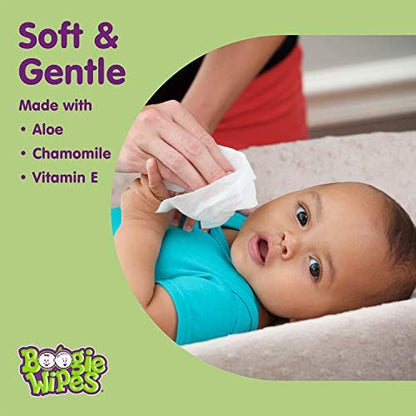 Side profile of Boogie Wipes 45 count pack showing hypoallergenic label