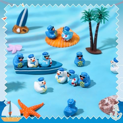 Detailed close view of the high quality fade resistant miniature sailor duck collectible figurines