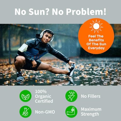 Back panel of NUSAVA Vitamin D3 K2 liquid drops bottle showcasing facts about calcium absorption and bone health benefits