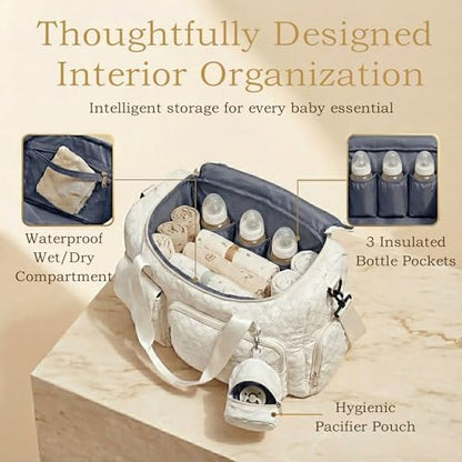 Internal view of Coowarmbutb diaper bag with insulated pockets