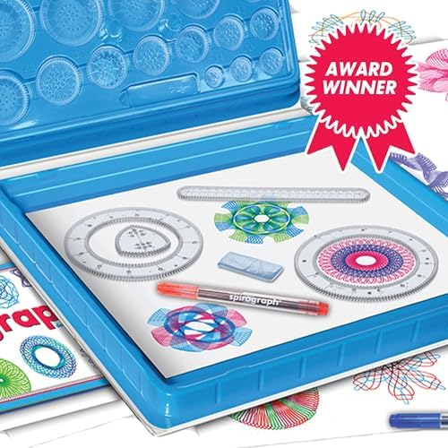 Spirograph Deluxe Set packaging back view highlighting the complete arts and crafts supply contents.