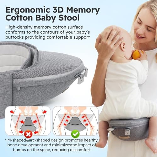Bear baby carrier demonstrating the M-position ergonomic seat
