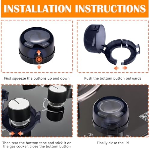 5-Pack Stove Knob Safety Covers,Upgraded Press Gas Stove Knob Locks,Durable Design Childproof Oven Knob Locks for Babies and Pets, Sticky and Easy to Install,Black - Image 6