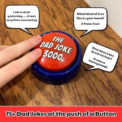 The Dad Joke 3000 electronic novelty gag gift packaging view with included batteries