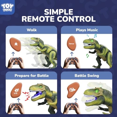 Side profile of walking and dancing Steam Life dinosaur toy