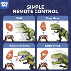 Side profile of walking and dancing Steam Life dinosaur toy
