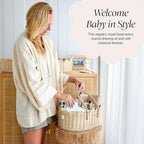 Luxury scalloped diaper caddy placed in a modern nursery
