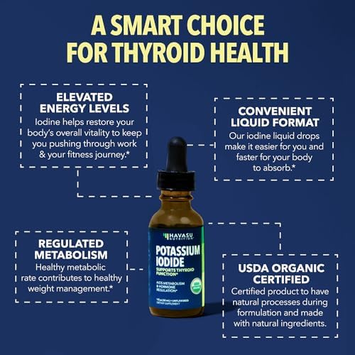 Liquid iodine dropper bottle showing organic certification seal
