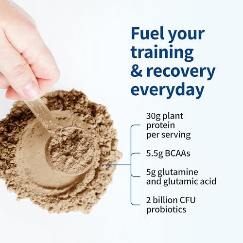 Vegan protein powder with probiotics BCAAs organic pea protein post-workout recovery