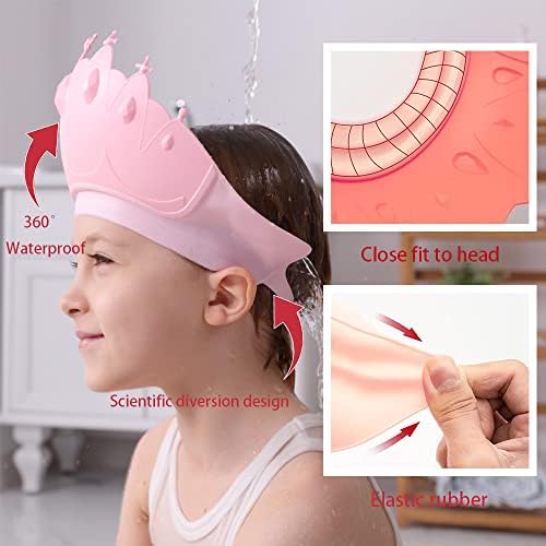 Side angle of crown baby shower cap showing wide ear protection channels