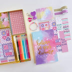 Gift ready storage box for tween girls journaling set packaging