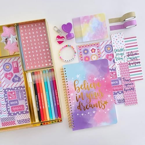 Gift ready storage box for tween girls journaling set packaging