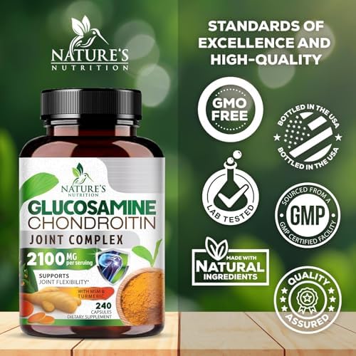 Glucosamine Chondroitin MSM 2100mg - 3x Strength Joint Support Supplement for Joint Mobility & Comfort For Men and Women, Glucosamine Supplements Complex with Turmeric & Boswellia - 240 Capsules - Image 5