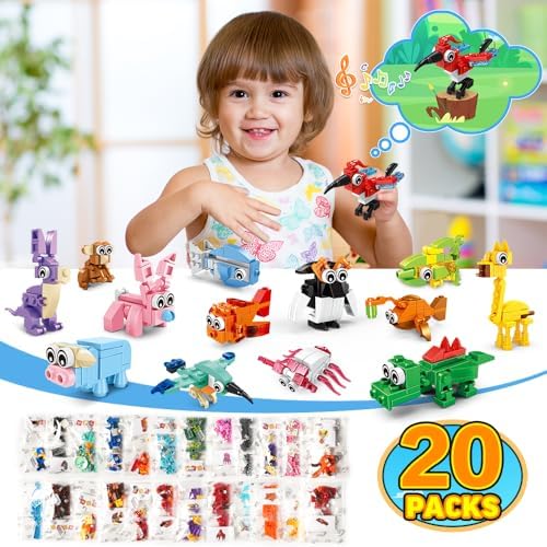 Assembled plastic animal figures from the Hogokids collection including lions and elephants.