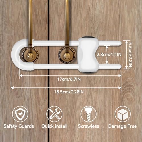 Close up of adjustable baby proofing lock mechanism