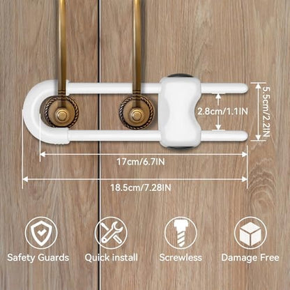 Close up of adjustable baby proofing lock mechanism
