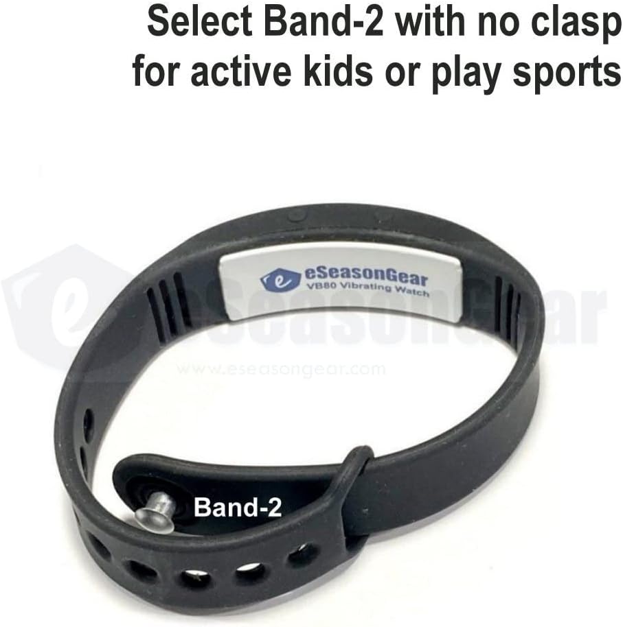 eSeasonGear VB80 watch display screen activated during a silent vibration alarm sequence for everyday medication tracking.