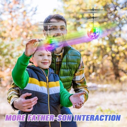 The complete Ocditikl flying orb ball toy package including the mini remote control and USB cable.